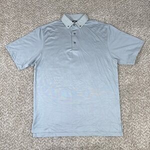 FootJoy Polo Shirt Mens M Grey Plaid Collar Performance Stretch Short Sleeve